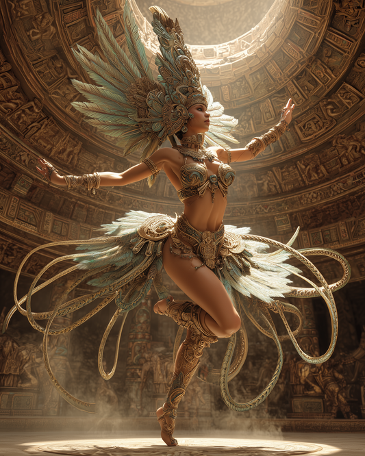 Ai Image of Dancing Mayan Goddess