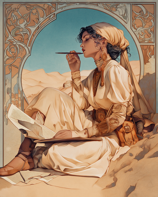 Digital Painting of a Girl in the desert