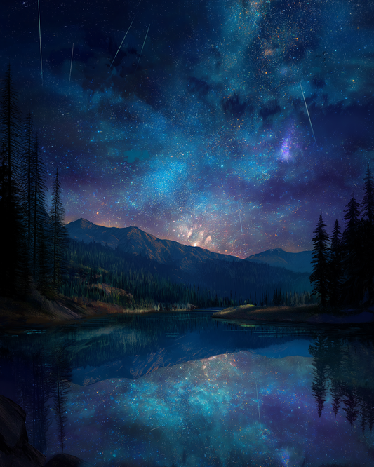 Digital AI image of a ultra - detailed night sky with constellations.